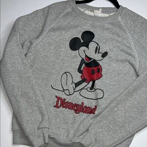 Disney Gray Crewneck Sweater with Mickey Mouse and Red Accents